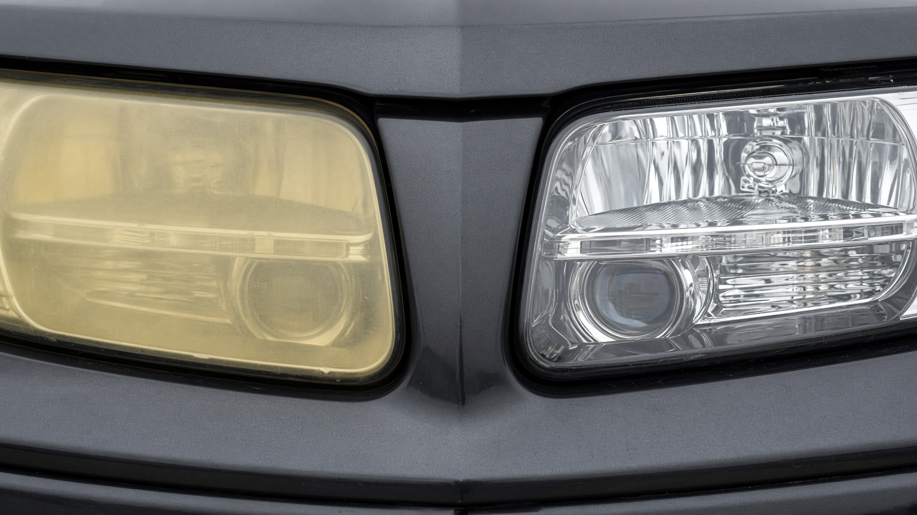 Before and after headlight restoration